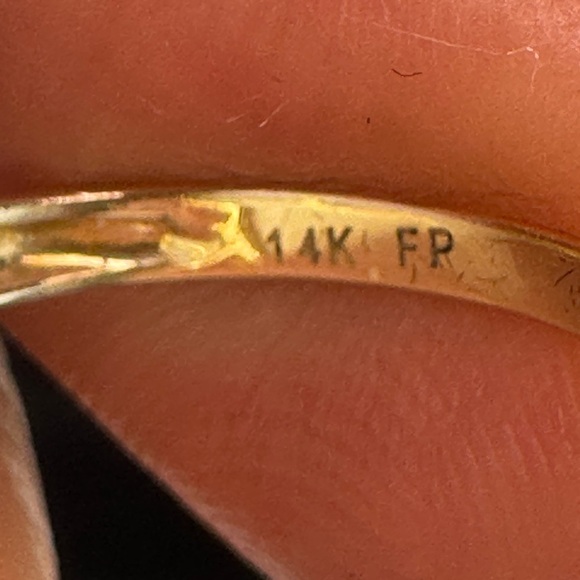 14K Yellow Gold Bezel Amethyst Turquoise and Quatrefoil White Agate Ring S 6.5 - Picture 13 of 16